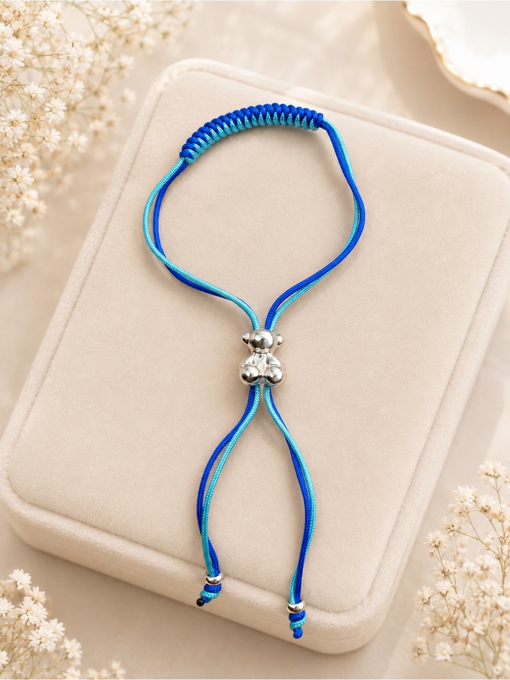 - Blue and Silver Adjustable Bracelet 925